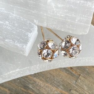 10mm disco ball cubic zirconia pave gold studs